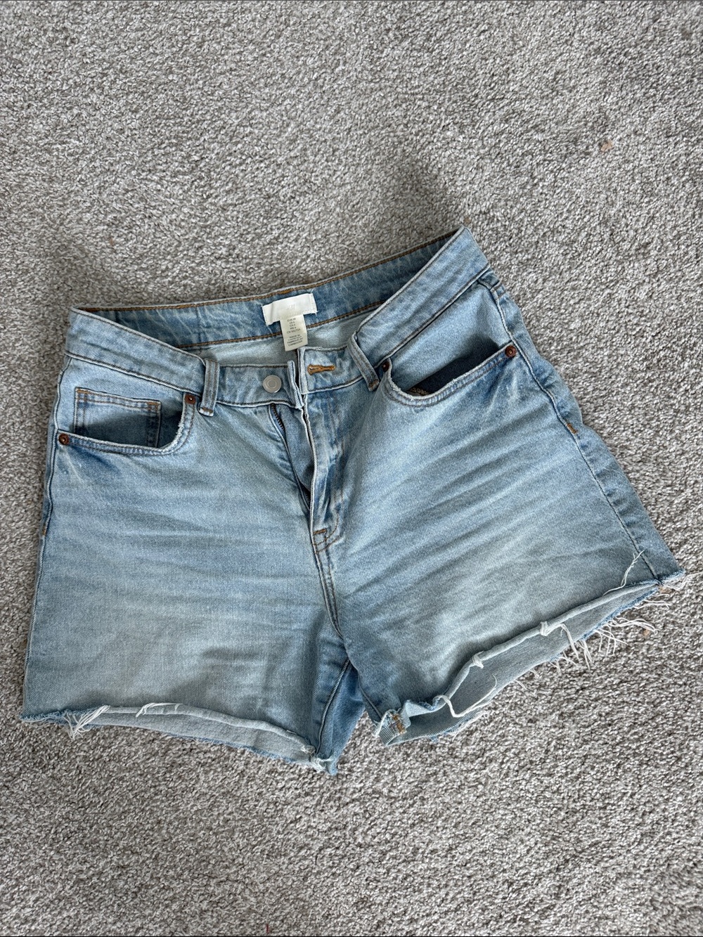 H&M Light Blue High-Rise Denim Cutoff Shorts